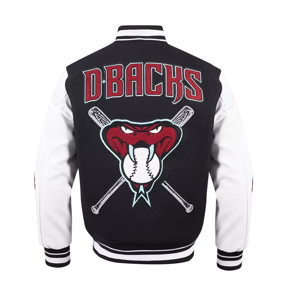 Pro Standard Men's MLB Arizona Diamondbacks Mashup Rib Wool Varsity Jacket - Black/White - BLACK/WHITE