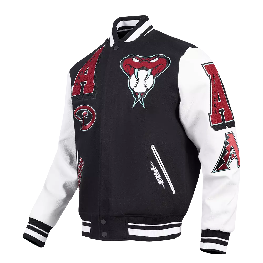 Pro Standard Men's MLB Arizona Diamondbacks Mashup Rib Wool Varsity Jacket - Black/White - BLACK/WHITE