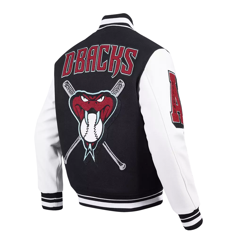 Pro Standard Men's MLB Arizona Diamondbacks Mashup Rib Wool Varsity Jacket -Black/White - BLACK/WHITE