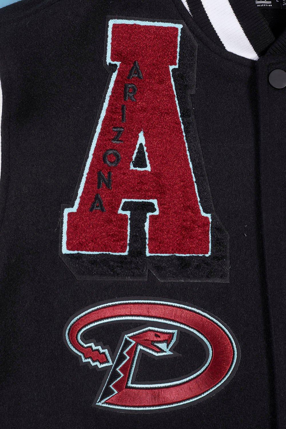 Pro Standard Men's MLB Arizona Diamondbacks Mashup Rib Wool Varsity Jacket - Black/White - BLACK/WHITE Thumbnail View 5