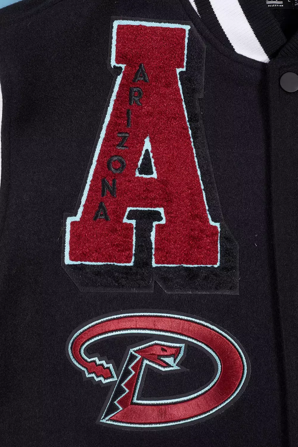 Pro Standard Men's MLB Arizona Diamondbacks Mashup Rib Wool Varsity Jacket -Black/White - BLACK/WHITE