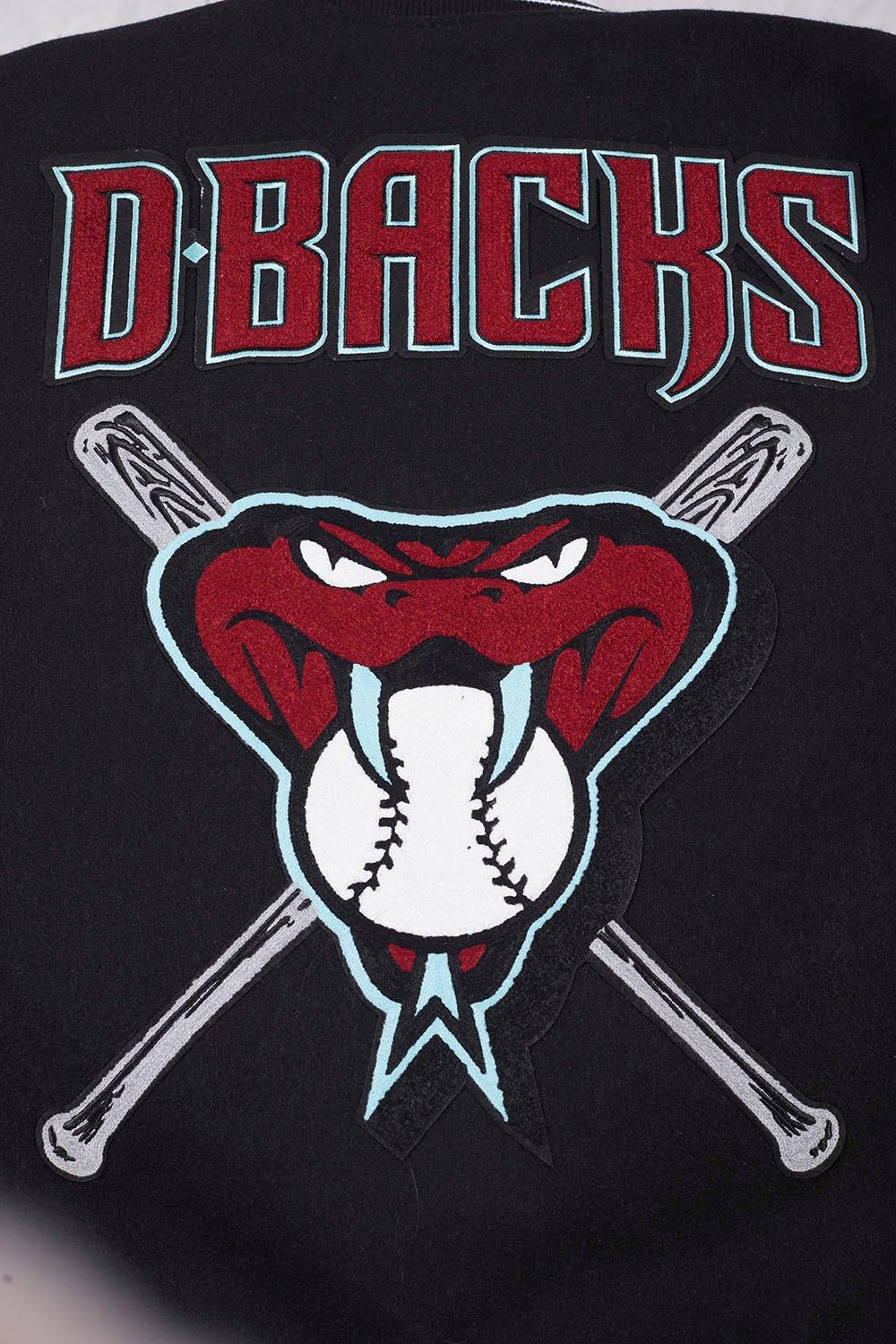 Pro Standard Men's MLB Arizona Diamondbacks Mashup Rib Wool Varsity Jacket -Black/White - BLACK/WHITE Thumbnail View 7