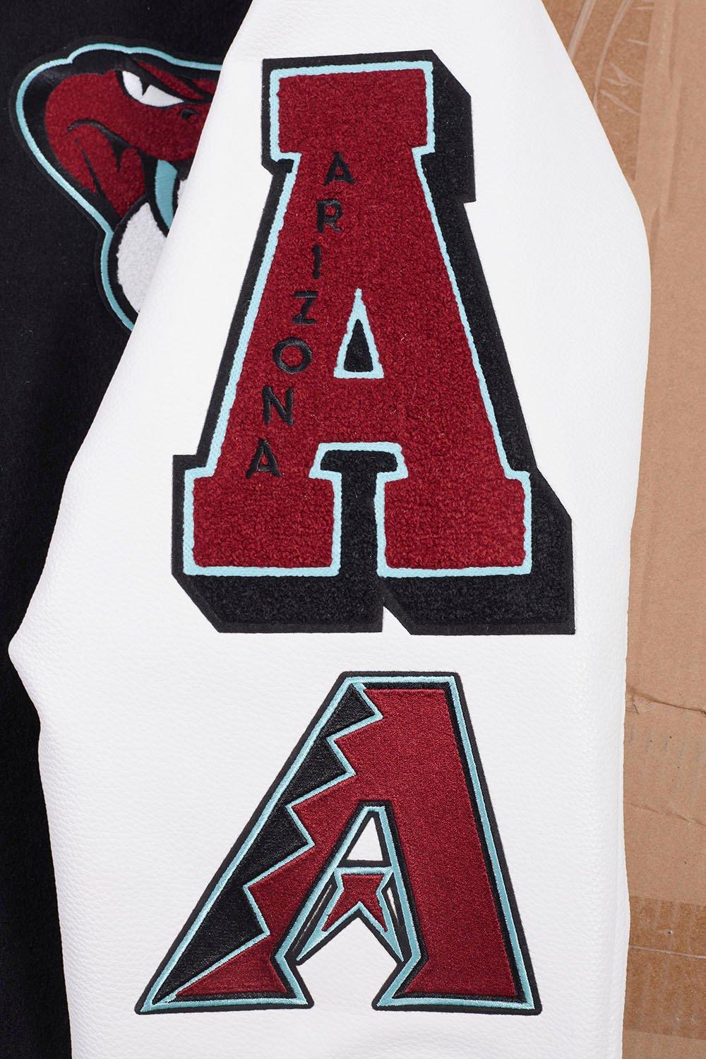 Pro Standard Men's MLB Arizona Diamondbacks Mashup Rib Wool Varsity Jacket - Black/White - BLACK/WHITE Thumbnail View 8