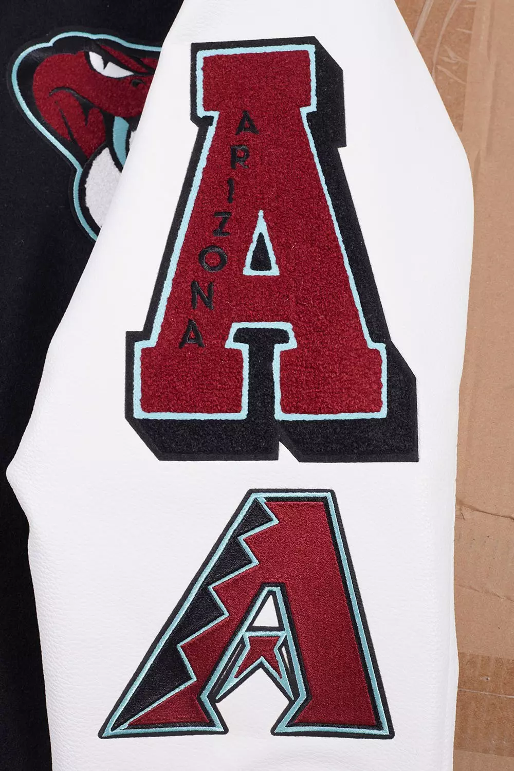 Pro Standard Men's MLB Arizona Diamondbacks Mashup Rib Wool Varsity Jacket - Black/White - BLACK/WHITE