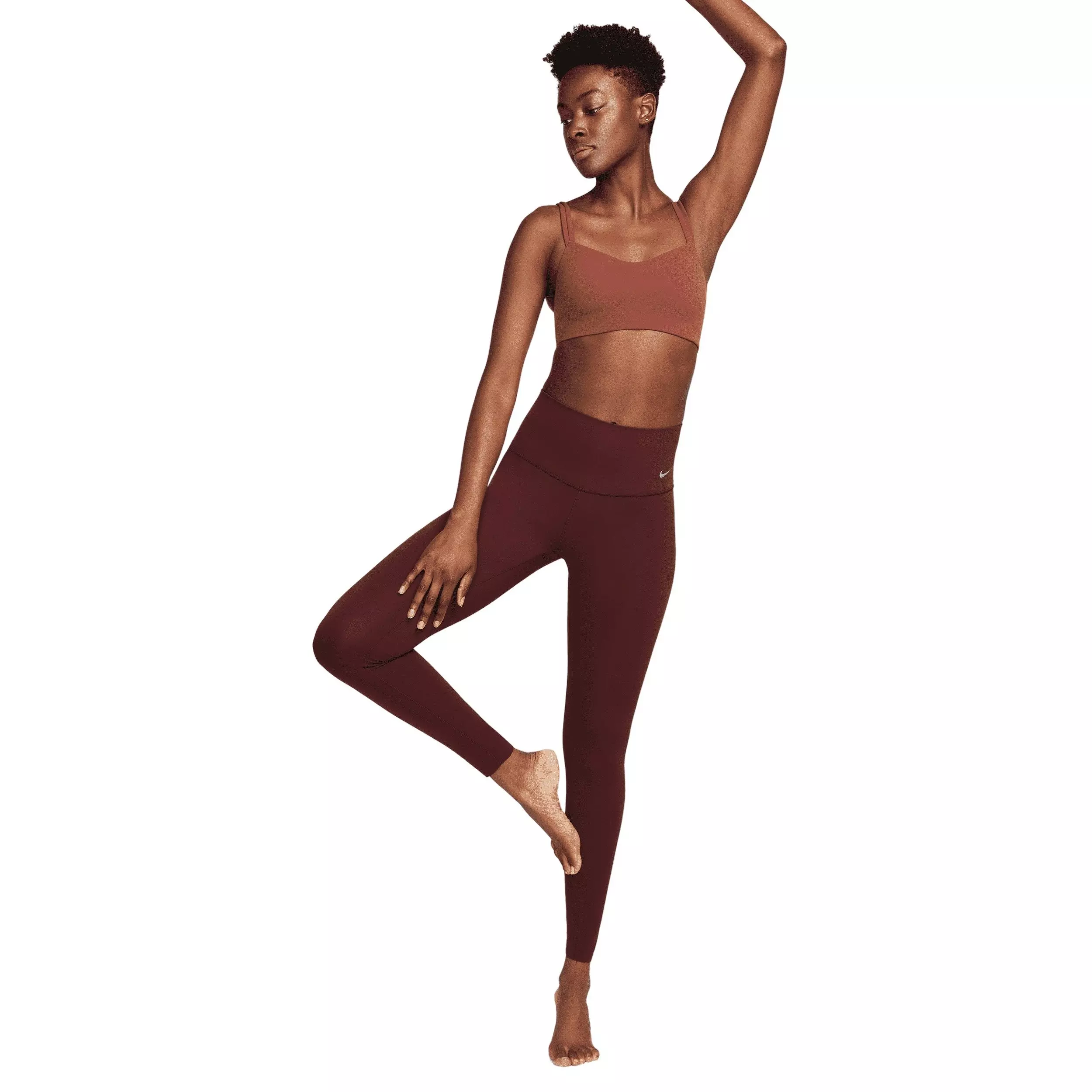 Nike Women's Zenvy Gentle-Support High-Waisted Full length Leggings -Burgundy - BURGUNDY