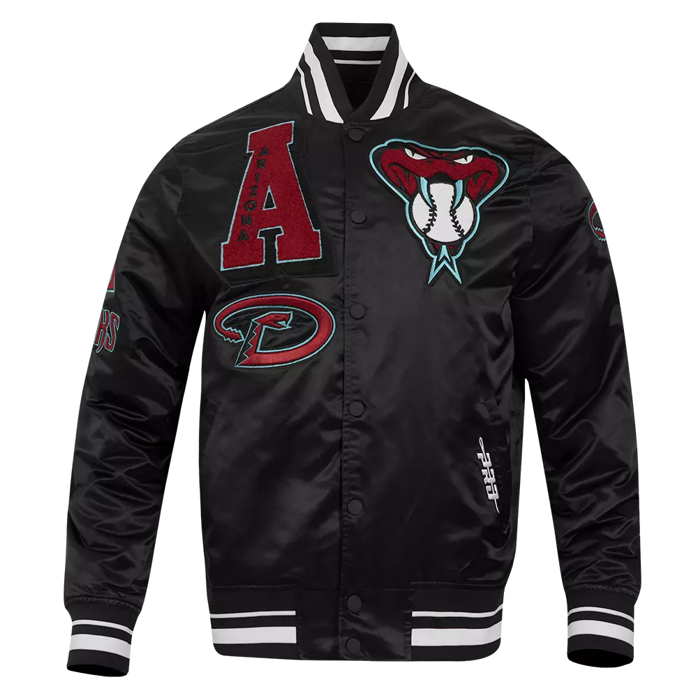 Pro Standard Men's MLB Arizona Diamondbacks Mashup Rib Satin Jacket - Black - BLACK