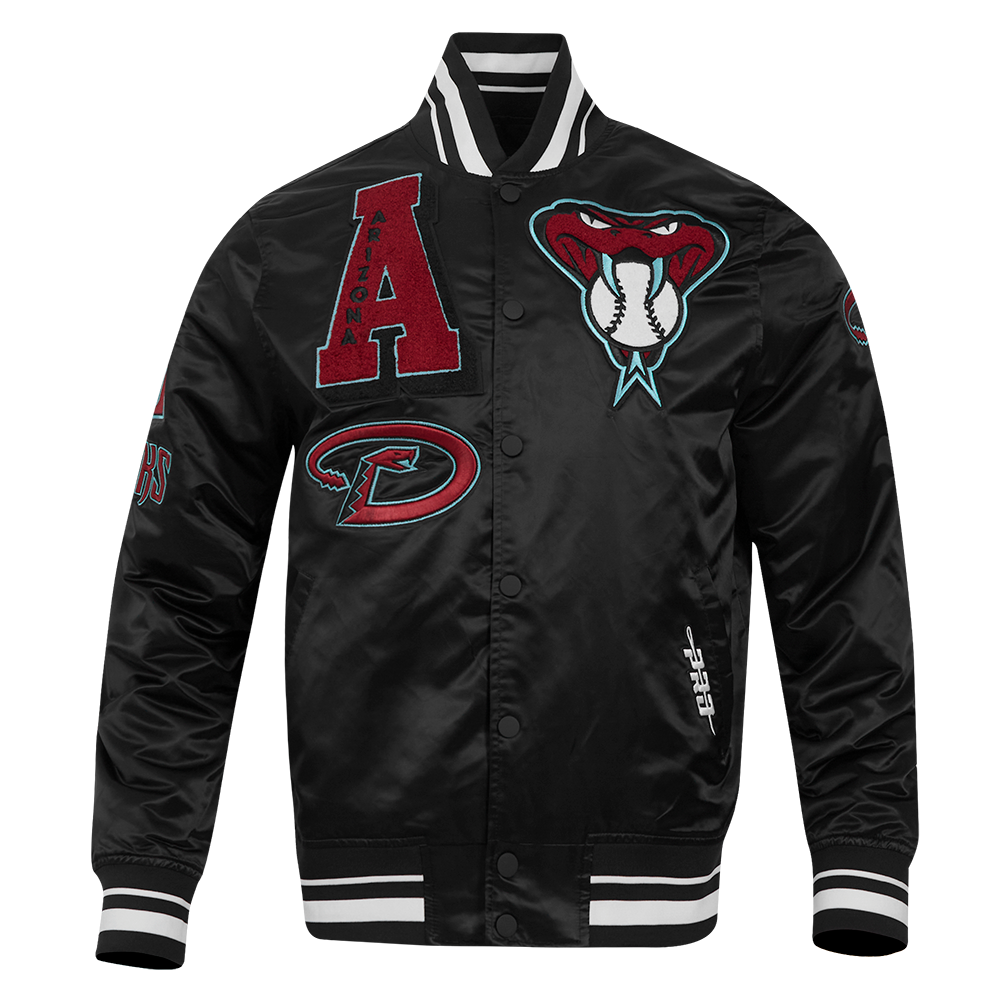 Pro Standard Men's MLB Arizona Diamondbacks Mashup Rib Satin Jacket -Black - BLACK Thumbnail View 1