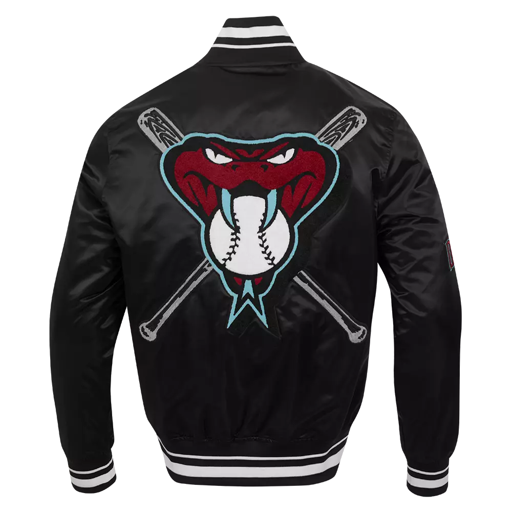 Pro Standard Men's MLB Arizona Diamondbacks Mashup Rib Satin Jacket - Black - BLACK