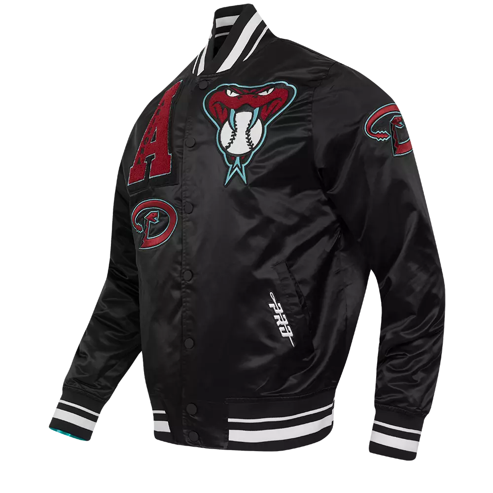 Pro Standard Men's MLB Arizona Diamondbacks Mashup Rib Satin Jacket - Black - BLACK
