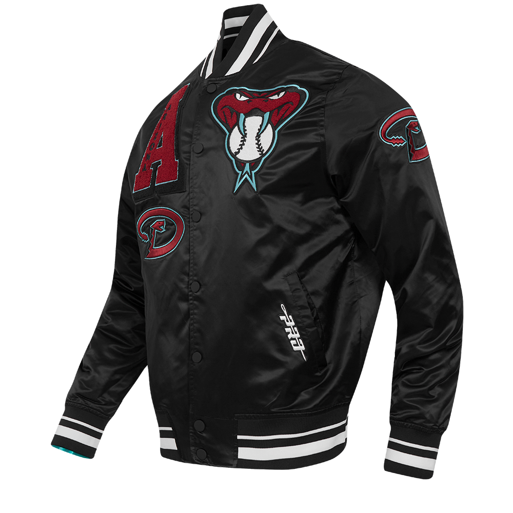 Pro Standard Men's MLB Arizona Diamondbacks Mashup Rib Satin Jacket -Black - BLACK Thumbnail View 3