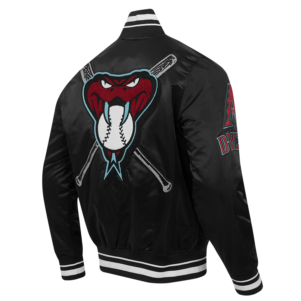 Pro Standard Men's MLB Arizona Diamondbacks Mashup Rib Satin Jacket -Black - BLACK Thumbnail View 4