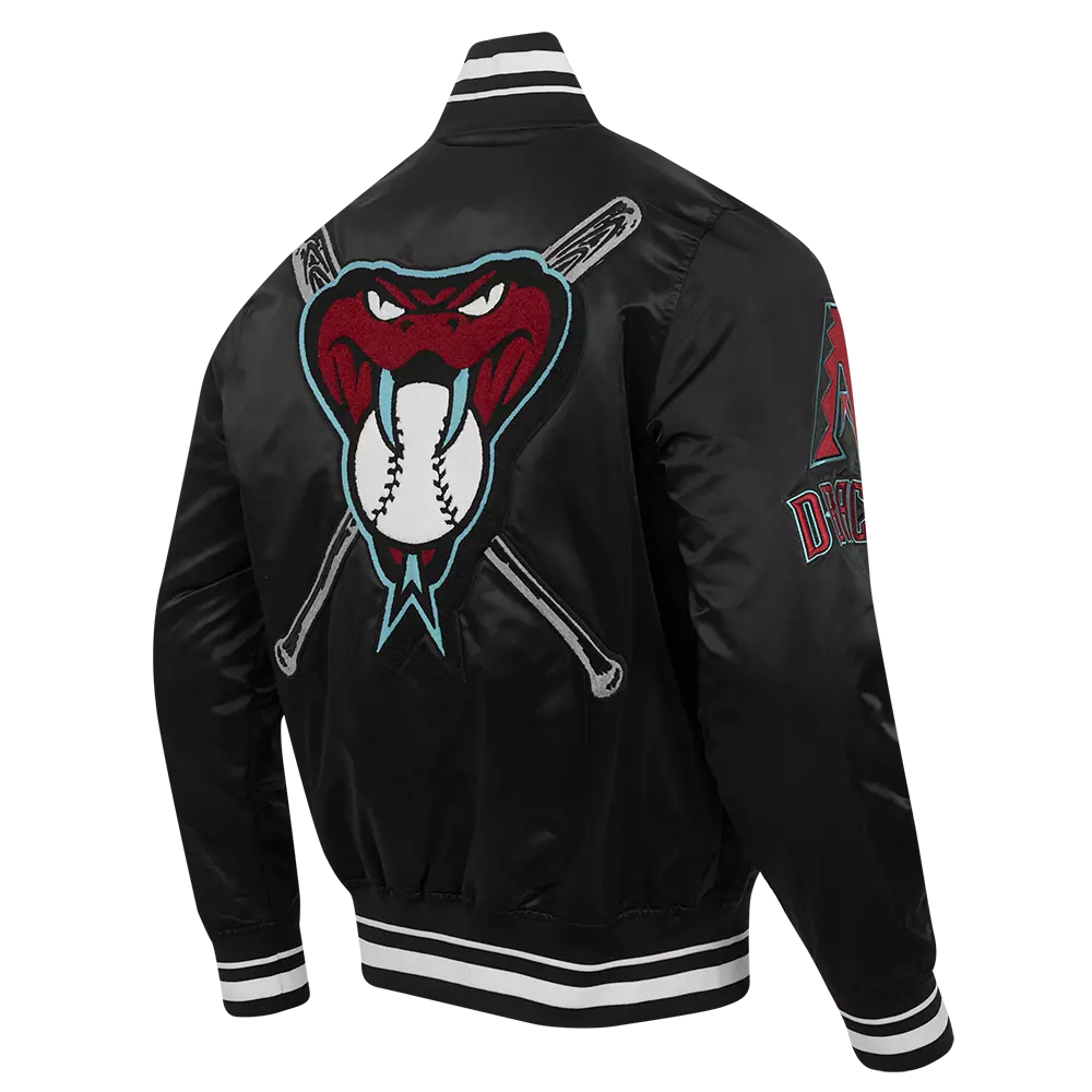 Pro Standard Men's MLB Arizona Diamondbacks Mashup Rib Satin Jacket -Black - BLACK