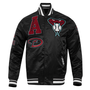 Pro Standard Men's MLB Arizona Diamondbacks Mashup Rib Satin Jacket -Black