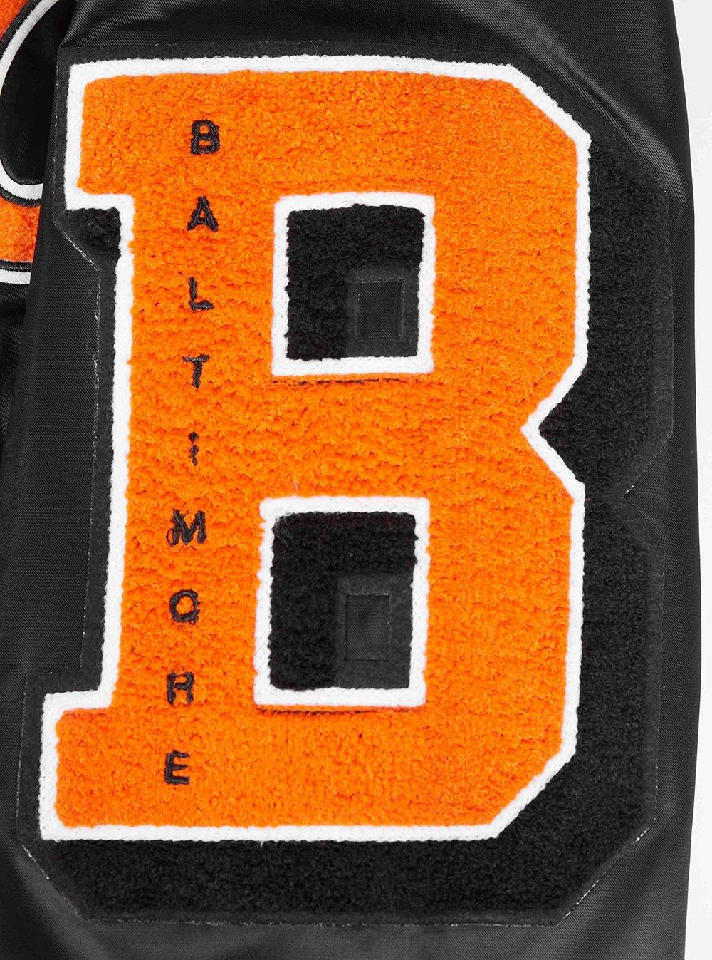 Pro Standard Men's MLB Baltimore Orioles Old English Rib Satin Varsity Jacket -Black/Orange - BLACK/ORANGE Thumbnail View 8