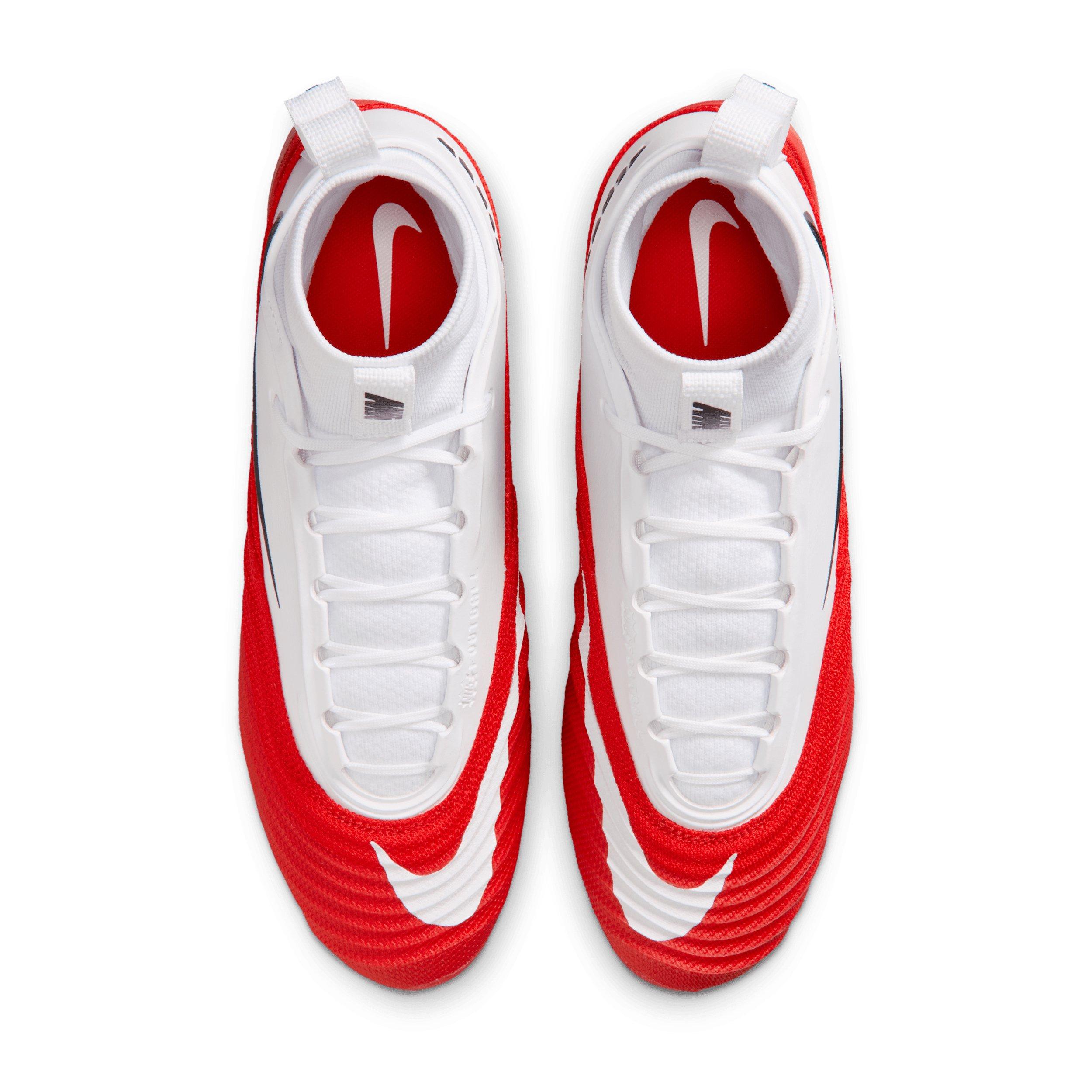 Nike Alpha Menace 5 Pro "White/University Red" Men's Football Cleat - WHITE/RED Thumbnail View 4