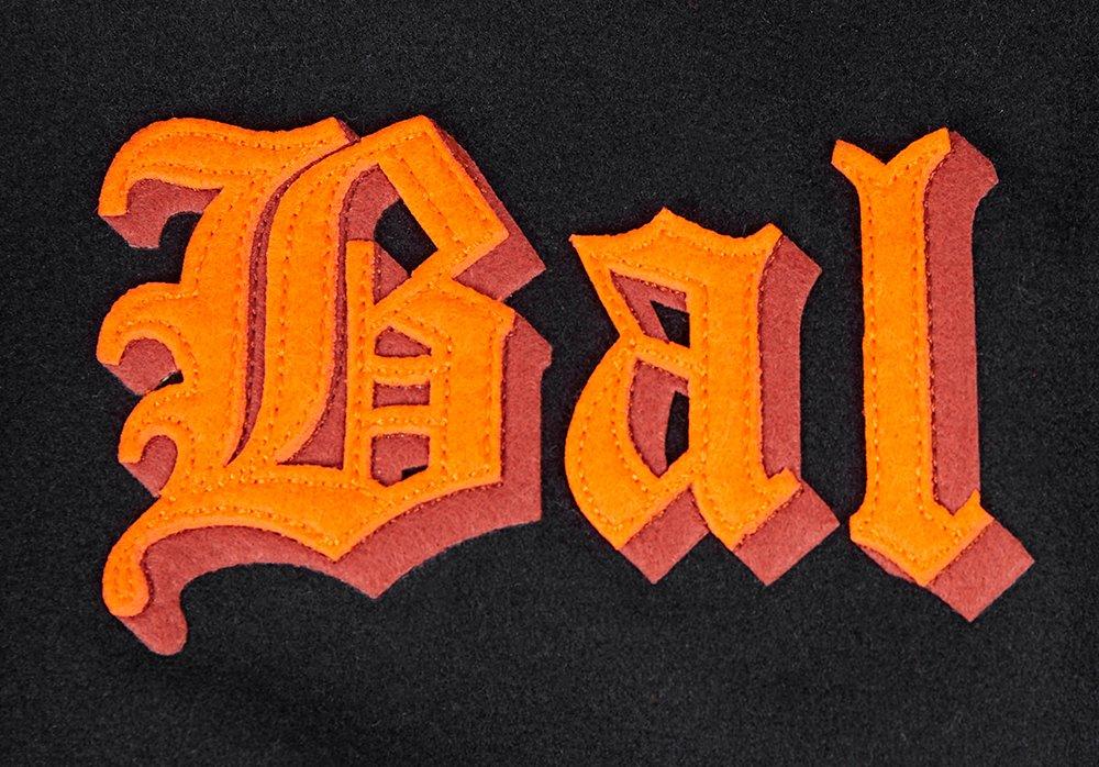 Pro Standard Men's MLB Baltimore Orioles Classic Old English Rib Wool Varsity Jacket  - Black/Orange - BLACK/ORANGE Thumbnail View 5