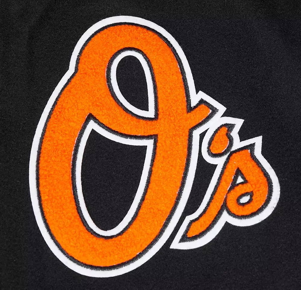 Pro Standard Men's MLB Baltimore Orioles Classic Old English Rib Wool Varsity Jacket -Black/Orange - BLACK/ORANGE