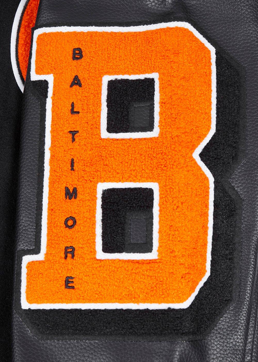 Pro Standard Men's MLB Baltimore Orioles Classic Old English Rib Wool Varsity Jacket -Black/Orange - BLACK/ORANGE Thumbnail View 8