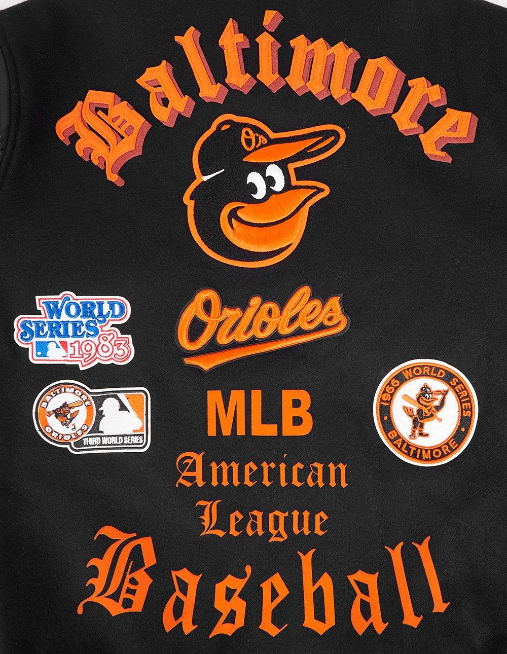 Pro Standard Men's MLB Baltimore Orioles Classic Old English Rib Wool Varsity Jacket -Black/Orange - BLACK/ORANGE Thumbnail View 9