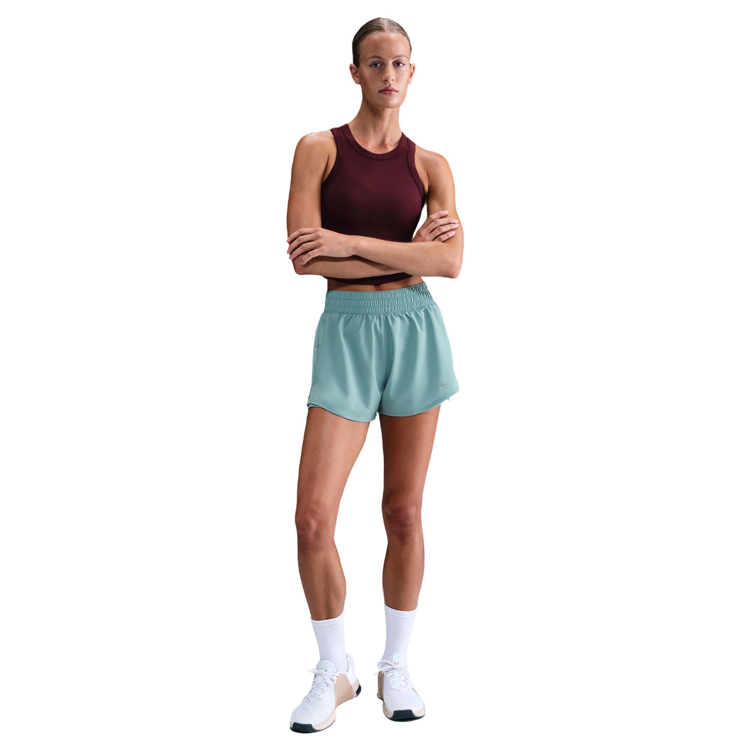 Nike Women's One Dri-FIT High-Waisted 3" 2-in-1 Shorts - Green - GREEN Thumbnail View 1