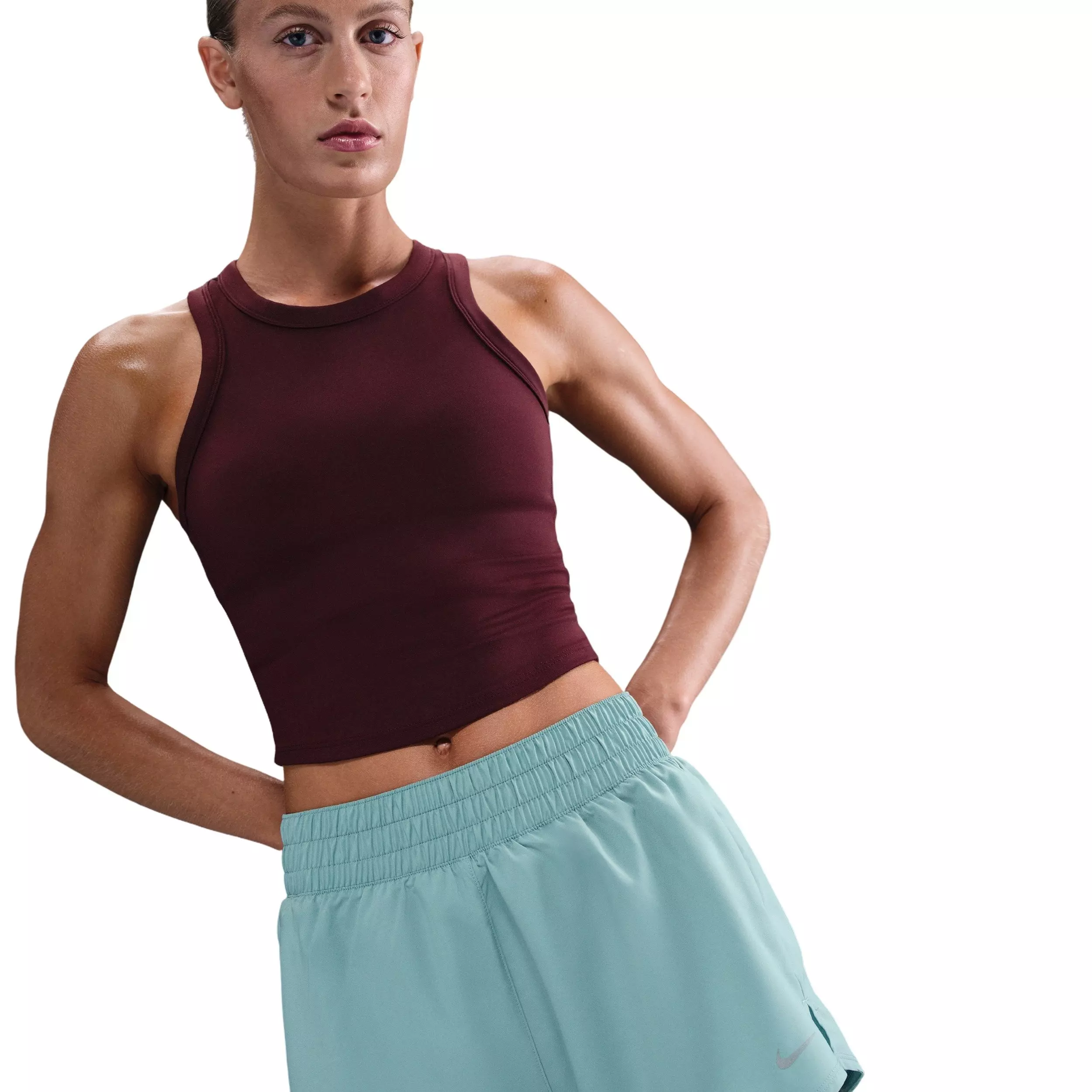 Nike Women's One Dri-FIT High-Waisted 3" 2-in-1 Shorts -Green - GREEN