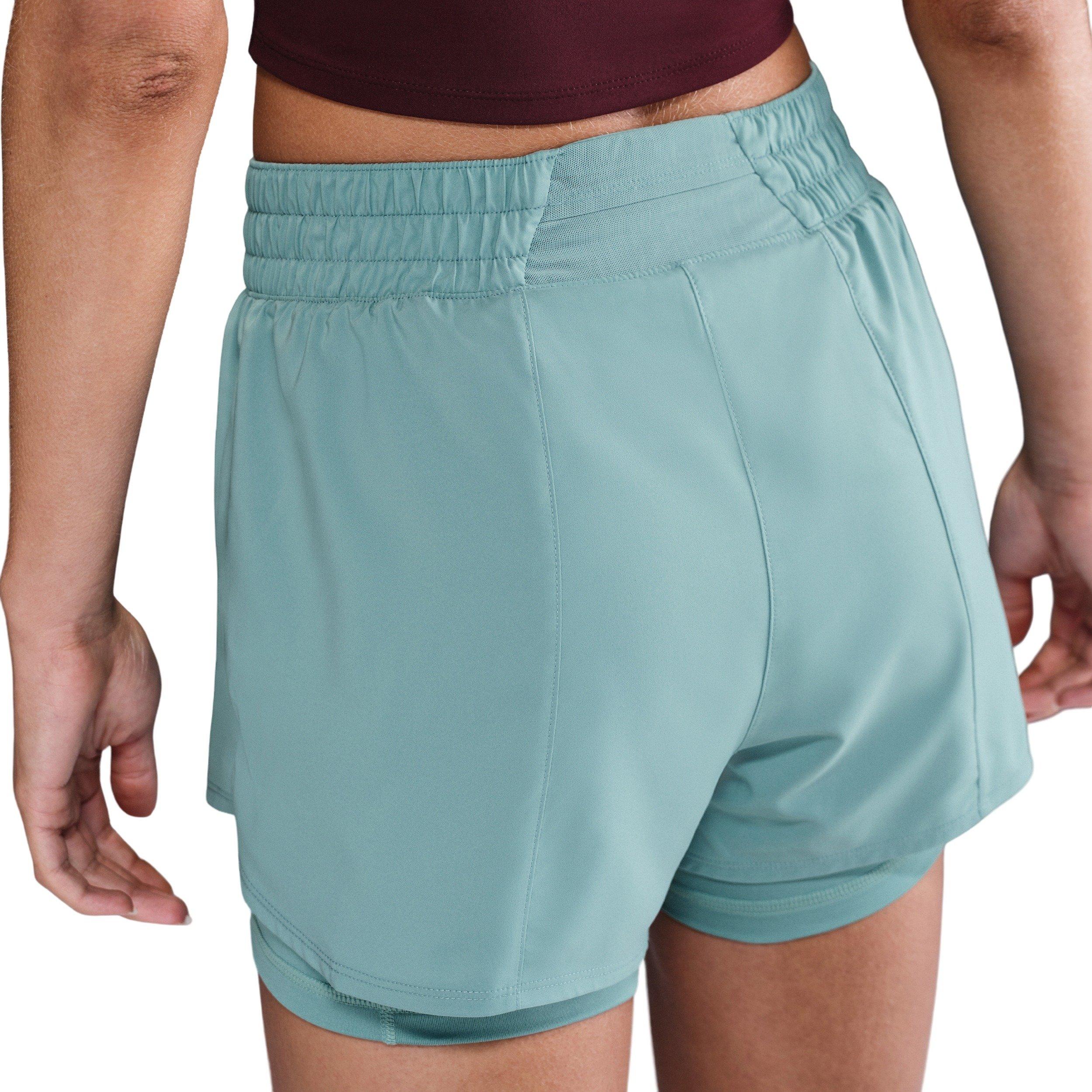 Nike Women's One Dri-FIT High-Waisted 3" 2-in-1 Shorts - Green - GREEN Thumbnail View 4