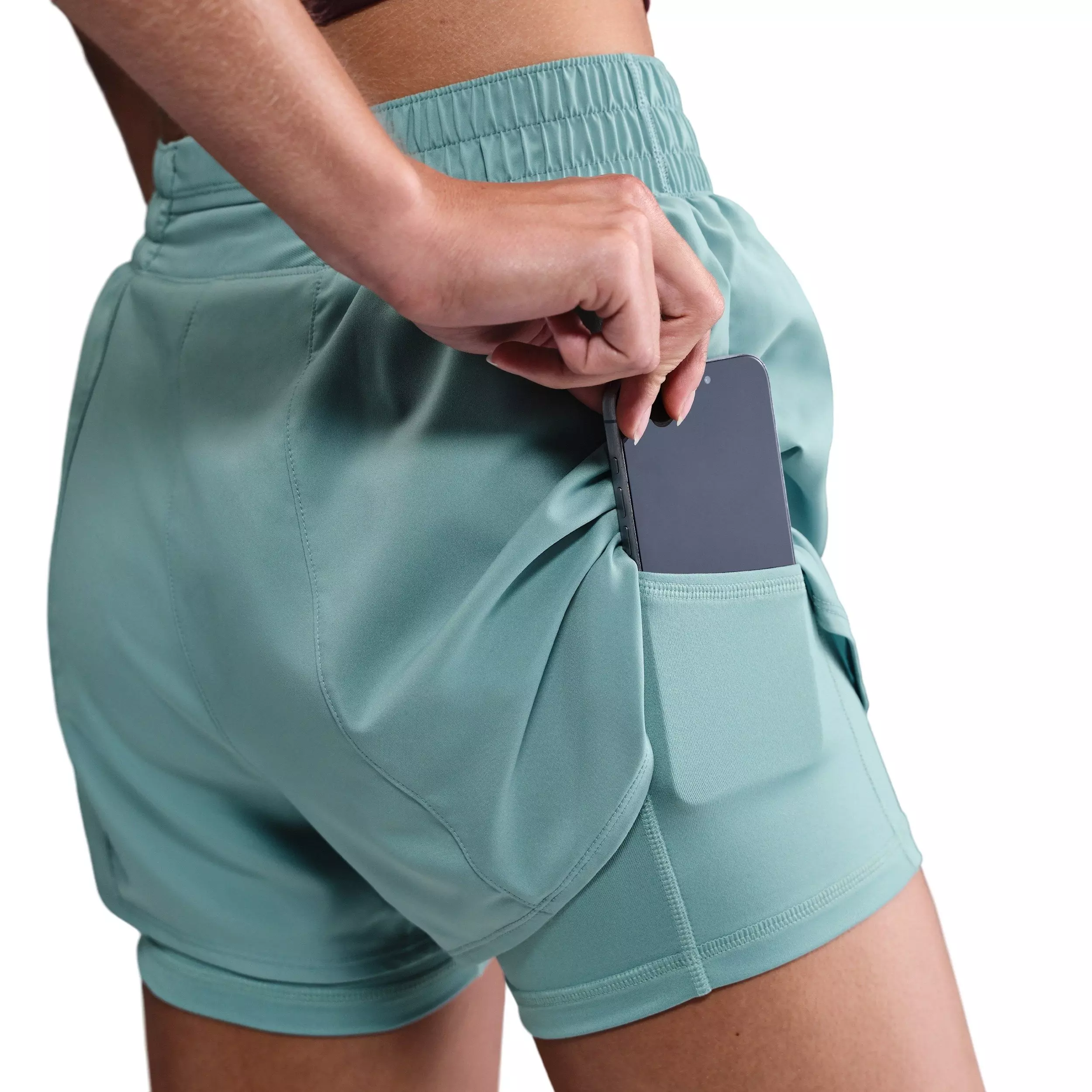 Nike Women's One Dri-FIT High-Waisted 3" 2-in-1 Shorts - Green - GREEN