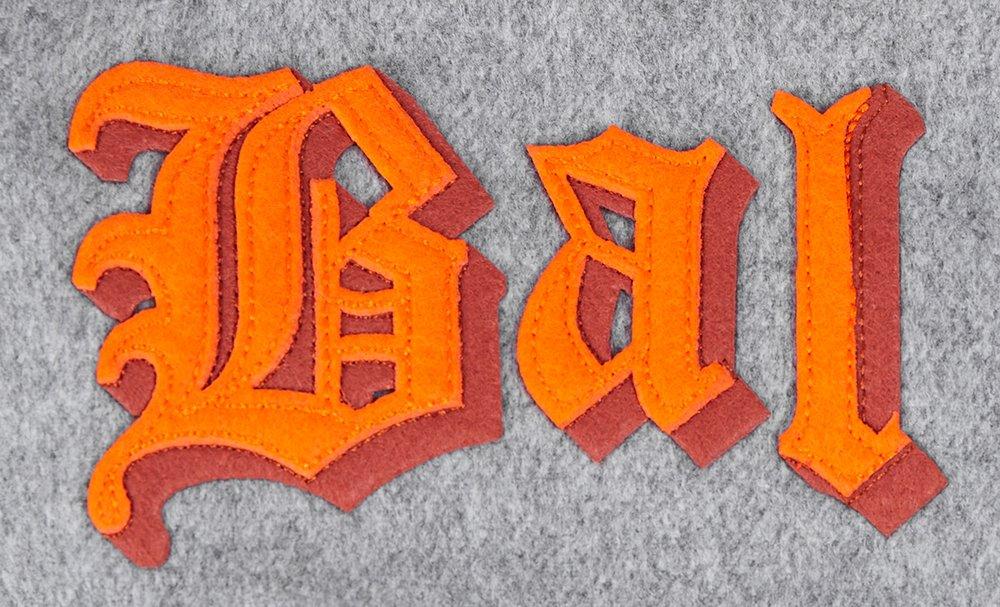 Pro Standard Men's MLB Baltimore Orioles Classic Old English Rib Wool Varsity Jacket -Grey/White - GREY/WHITE Thumbnail View 5