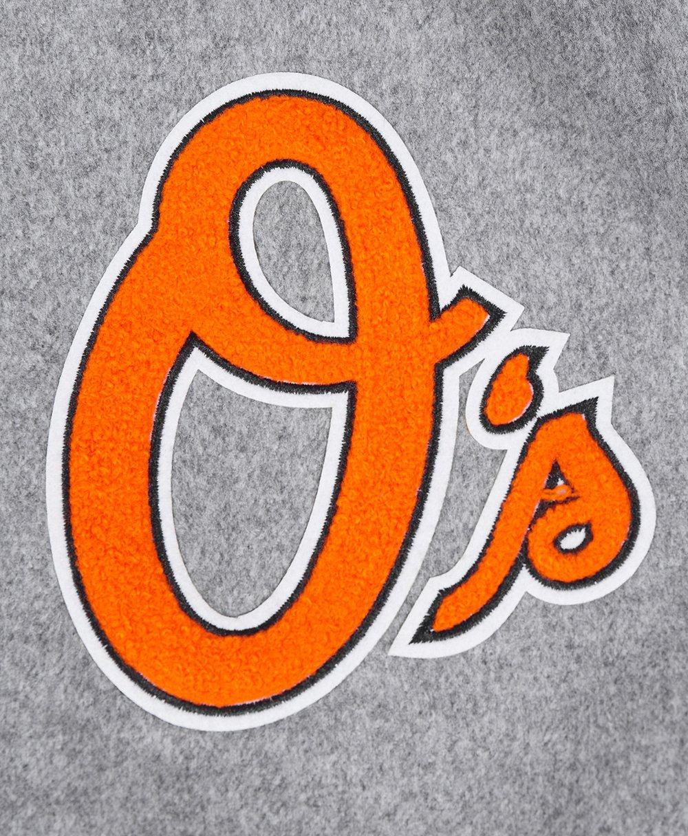 Pro Standard Men's MLB Baltimore Orioles Classic Old English Rib Wool Varsity Jacket - Grey/White - GREY/WHITE Thumbnail View 6
