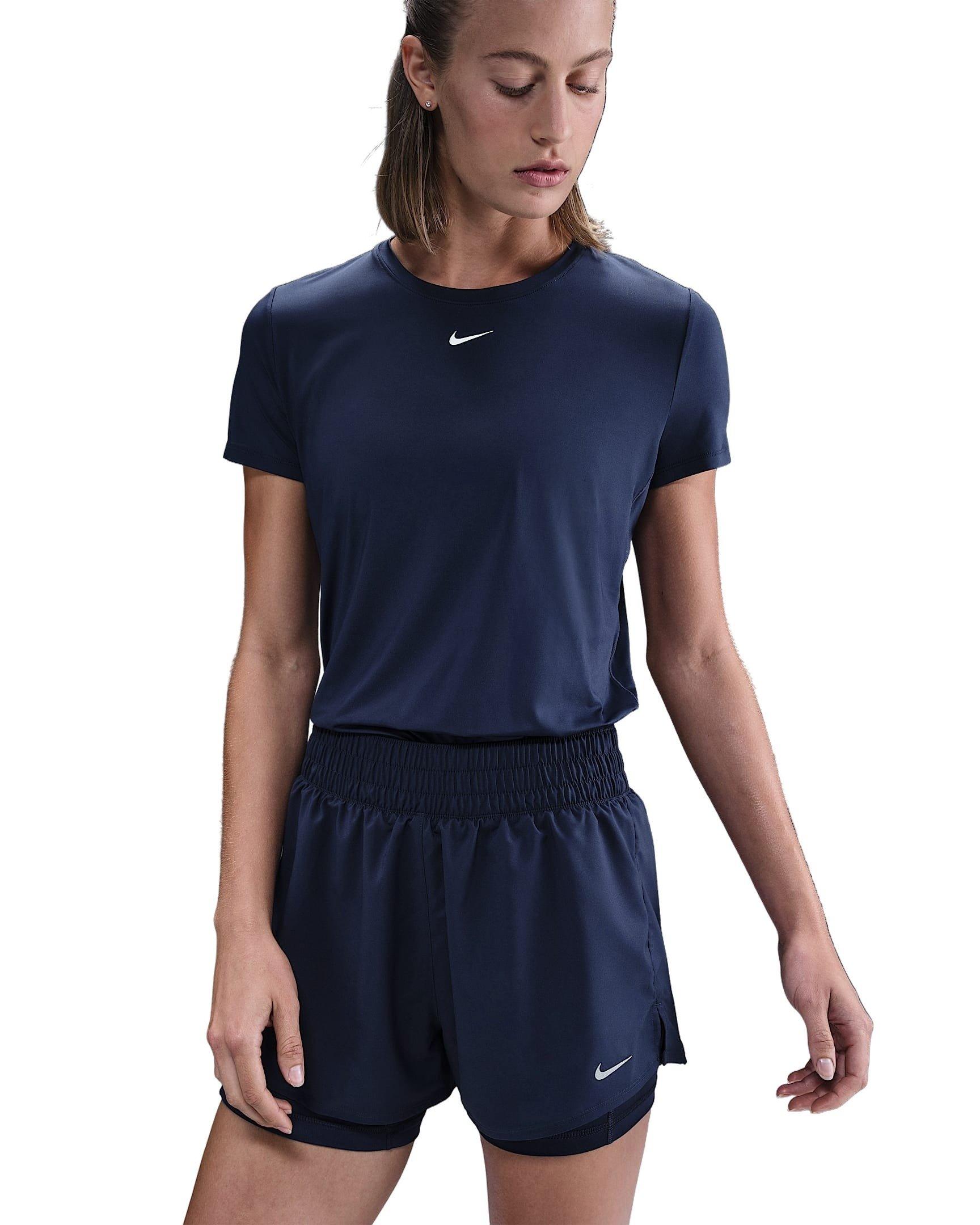 Nike Women's One Dri-FIT High-Waisted 3" 2-in-1 Shorts -  Navy Blue - NAVY Thumbnail View 1