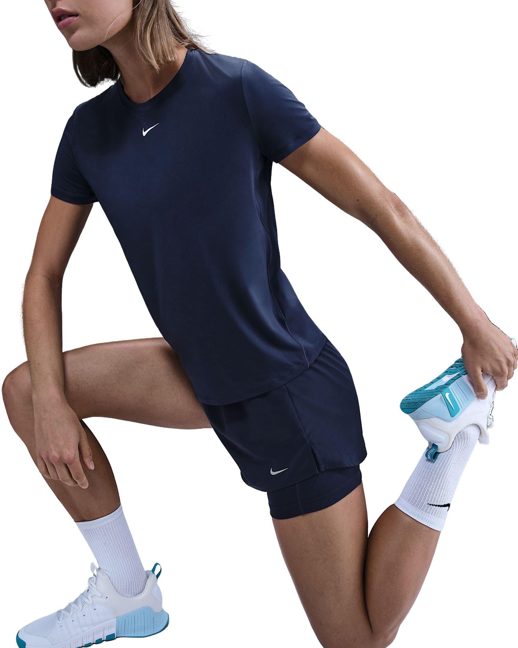 Nike Women's One Dri-FIT High-Waisted 3" 2-in-1 Shorts - Navy Blue - NAVY Thumbnail View 3