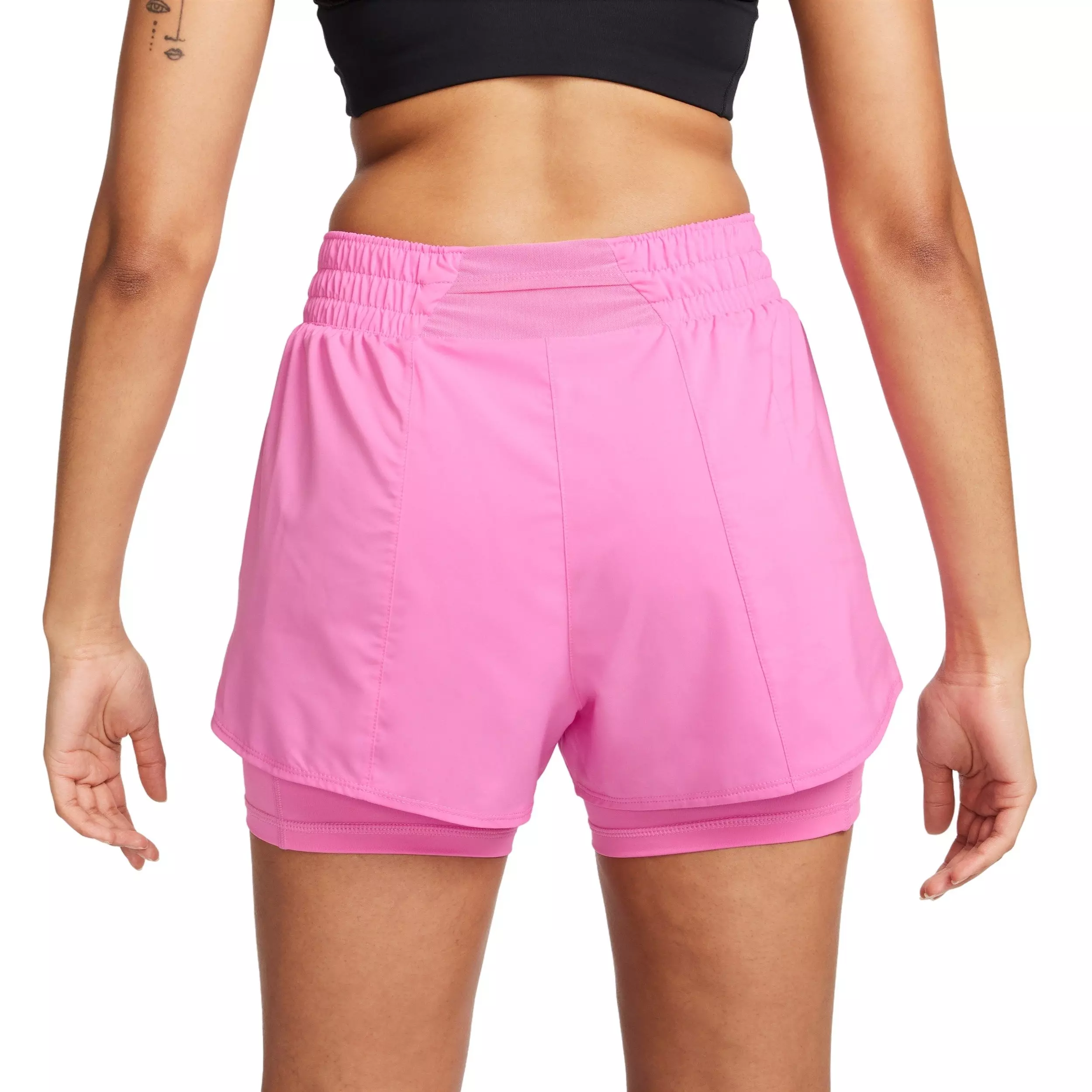 Nike Women's One Dri-FIT High-Waisted 3" 2-in-1 Shorts -Pink - PINK