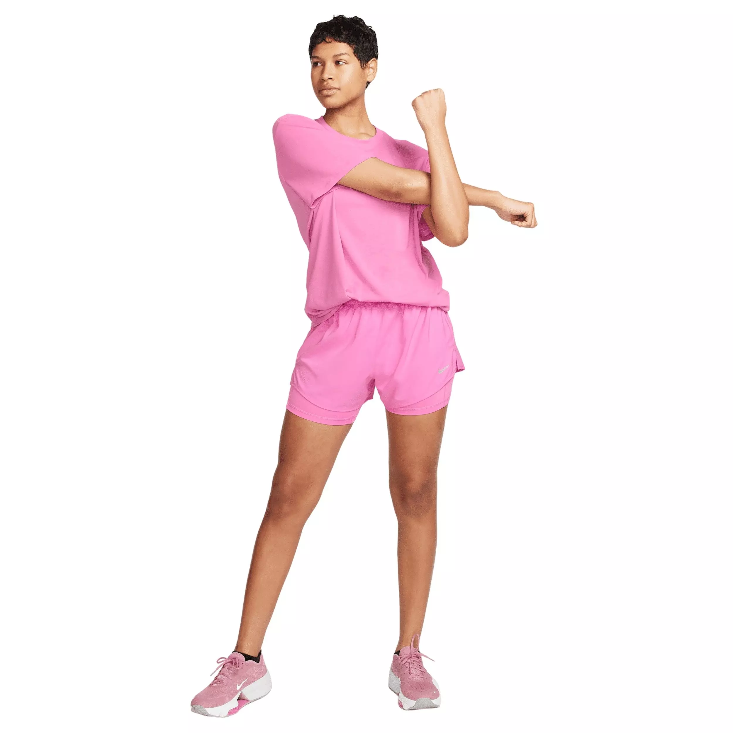 Nike Women's One Dri-FIT High-Waisted 3" 2-in-1 Shorts -Pink - PINK