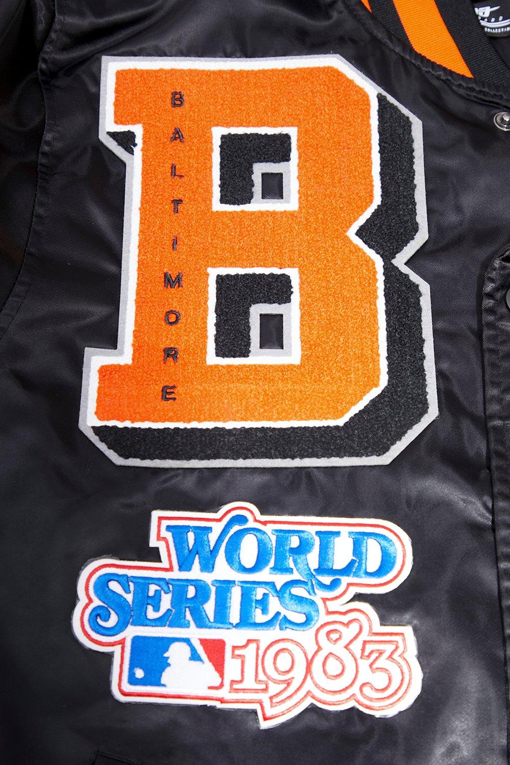 Pro Standard Men's MLB Baltimore Orioles Mashup Rib Satin Jacket - Black/Orange - BLACK/ORANGE Thumbnail View 5