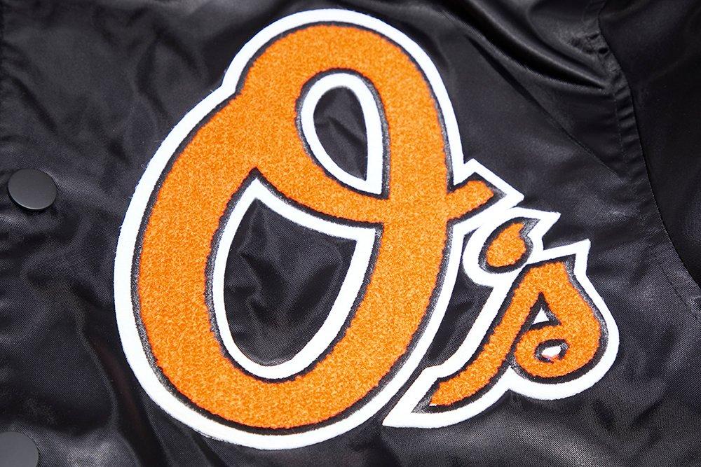 Pro Standard Men's MLB Baltimore Orioles Mashup Rib Satin Jacket - Black/Orange - BLACK/ORANGE Thumbnail View 6