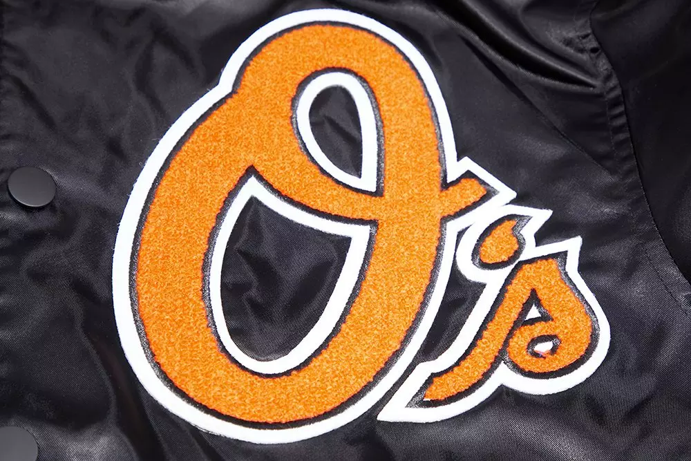 Pro Standard Men's MLB Baltimore Orioles Mashup Rib Satin Jacket - Black/Orange - BLACK/ORANGE