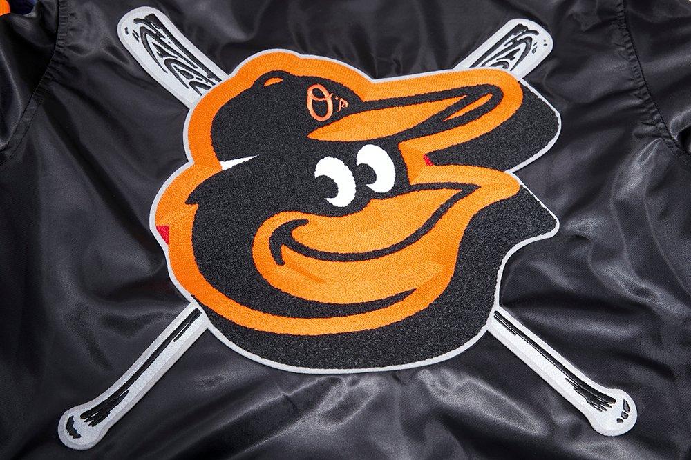 Pro Standard Men's MLB Baltimore Orioles Mashup Rib Satin Jacket - Black/Orange - BLACK/ORANGE Thumbnail View 7