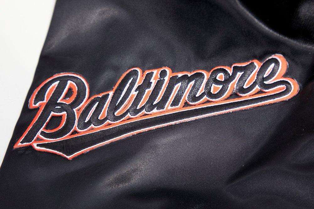 Pro Standard Men's MLB Baltimore Orioles Mashup Rib Satin Jacket - Black/Orange - BLACK/ORANGE Thumbnail View 8