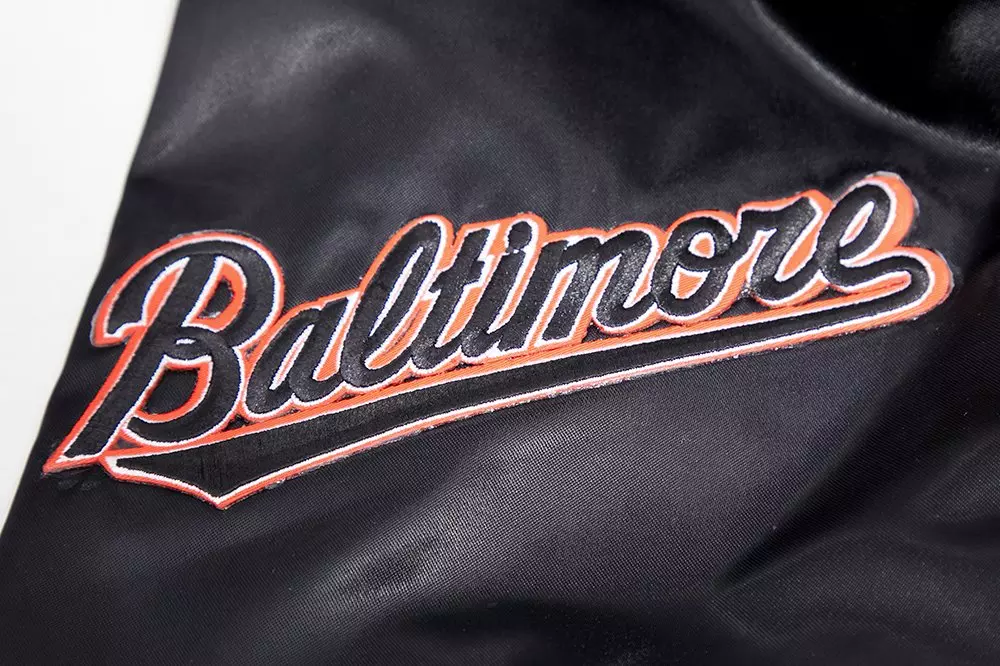 Pro Standard Men's MLB Baltimore Orioles Mashup Rib Satin Jacket - Black/Orange - BLACK/ORANGE