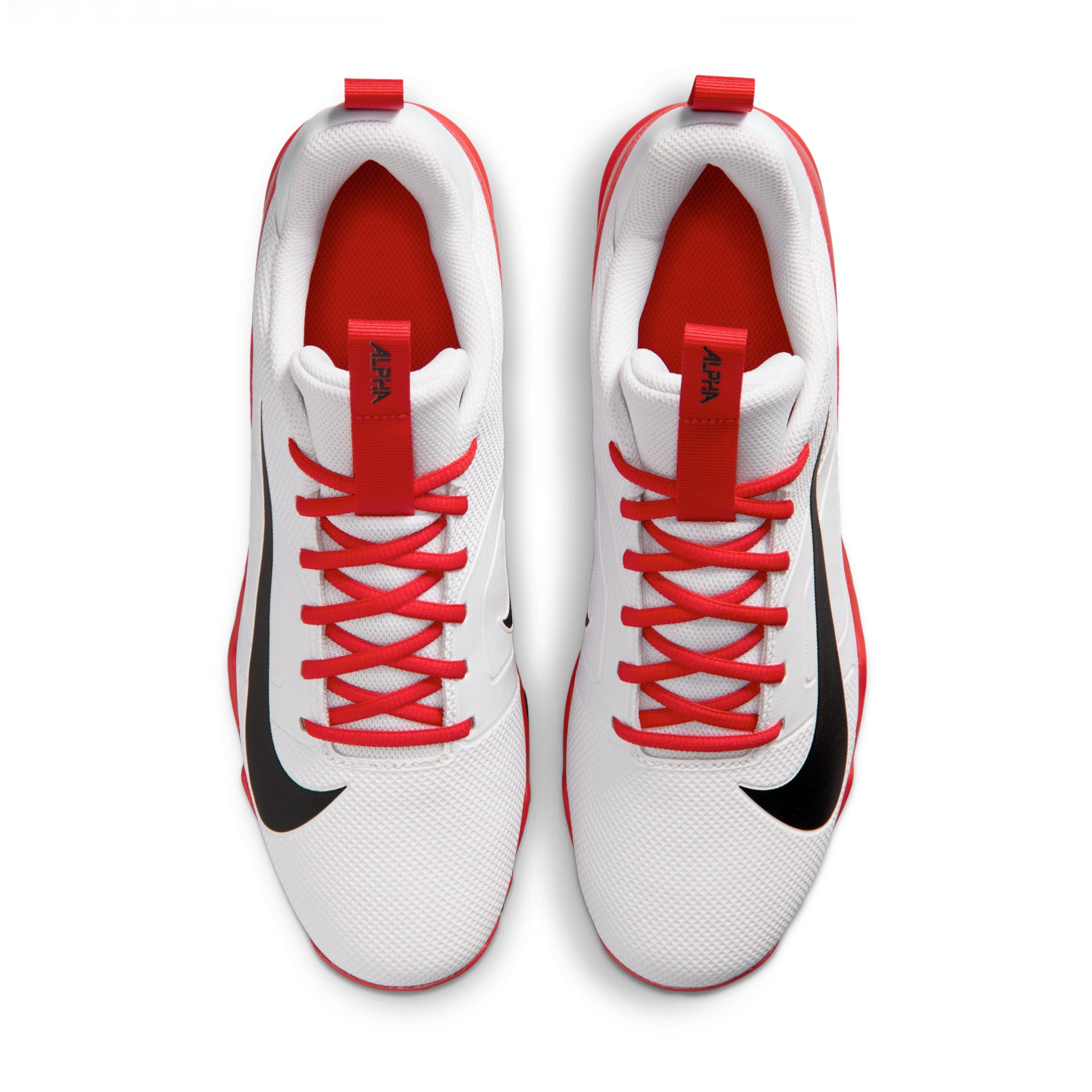 Nike Alpha Menace 4 Shark "White/University Red/Black" Men's Football Cleat - WHITE/RED/BLACK Thumbnail View 4