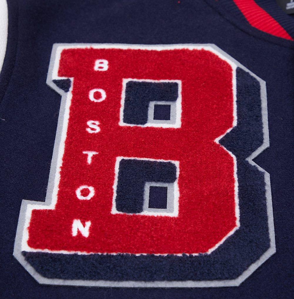 Pro Standard Men's MLB Boston Red Sox Mashup Rib Wool Varsity Jacket -Navy/Red - NAVY/RED Thumbnail View 6