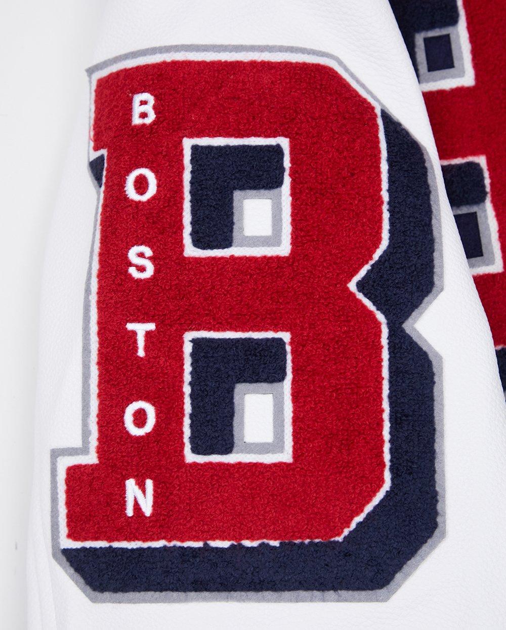 Pro Standard Men's MLB Boston Red Sox Mashup Rib Wool Varsity Jacket -Navy/Red - NAVY/RED Thumbnail View 7