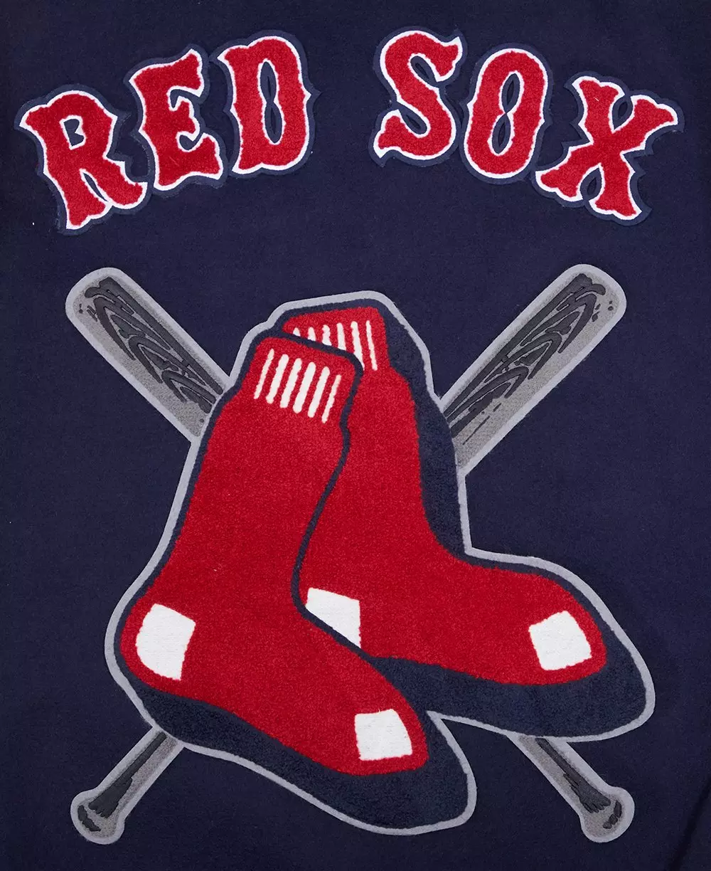 Pro Standard Men's MLB Boston Red Sox Mashup Rib Wool Varsity Jacket -Navy/Red - NAVY/RED