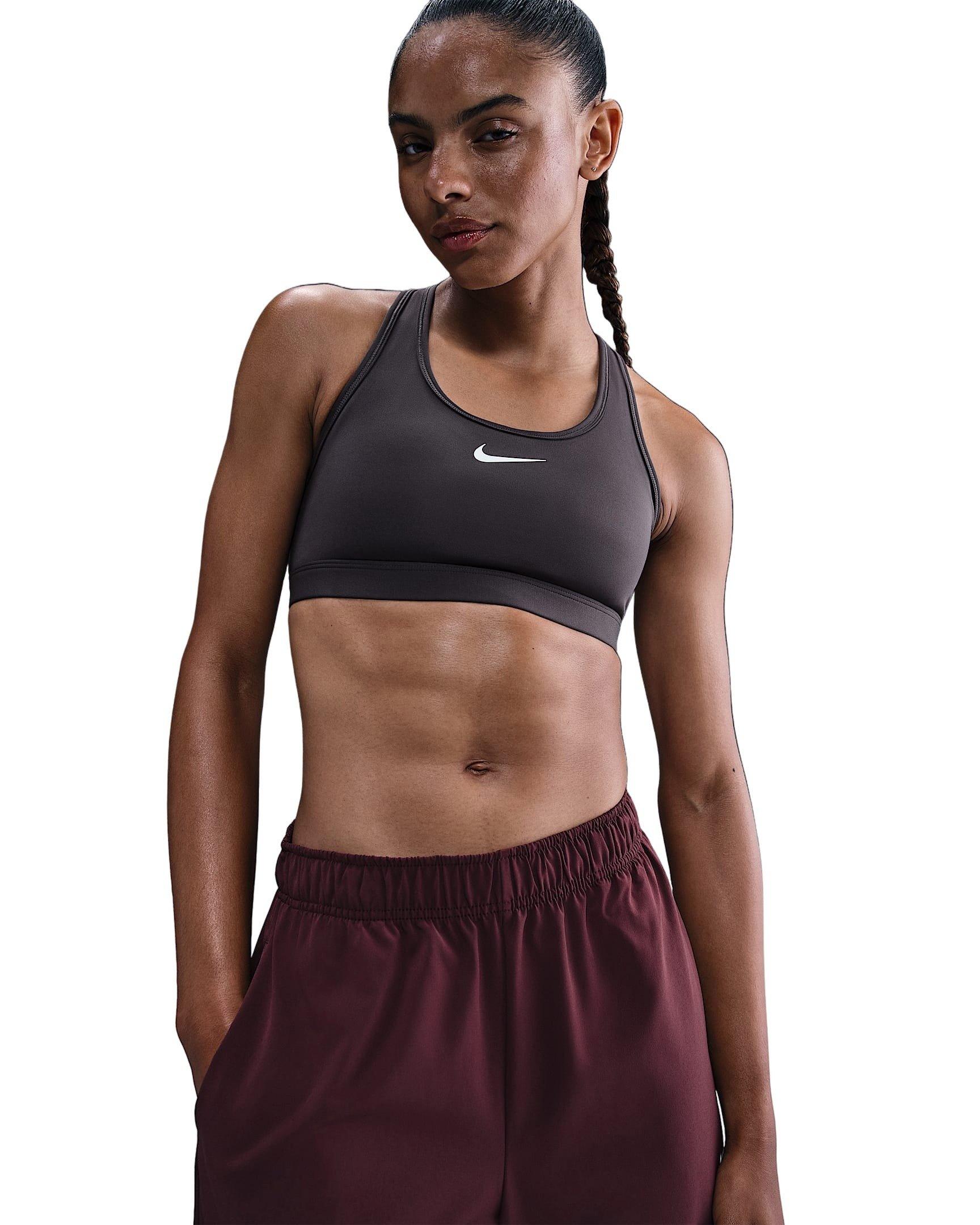Nike Women's Swoosh Medium Support Padded Sports Bra -Grey - GREY Thumbnail View 1