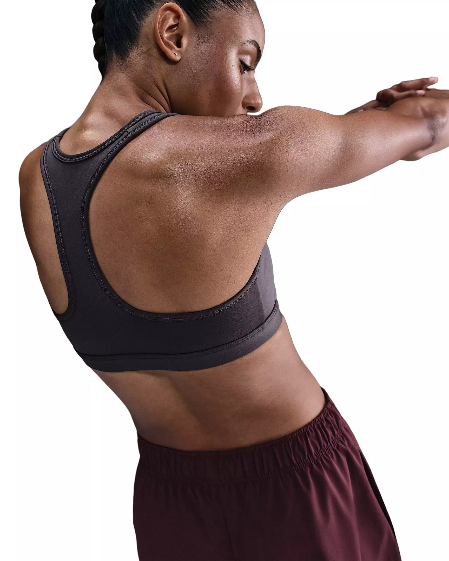 Nike Women's Swoosh Medium Support Padded Sports Bra -Grey - GREY