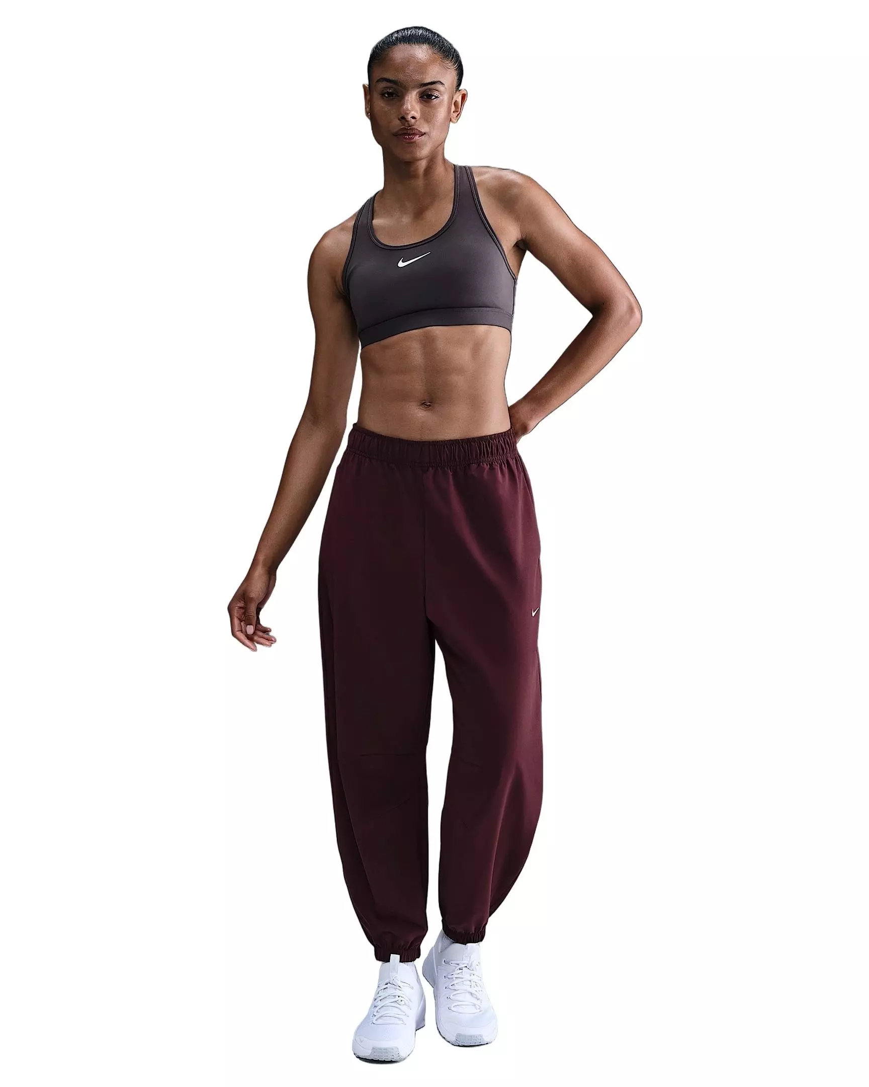 Nike Women's Swoosh Medium Support Padded Sports Bra -Grey - GREY