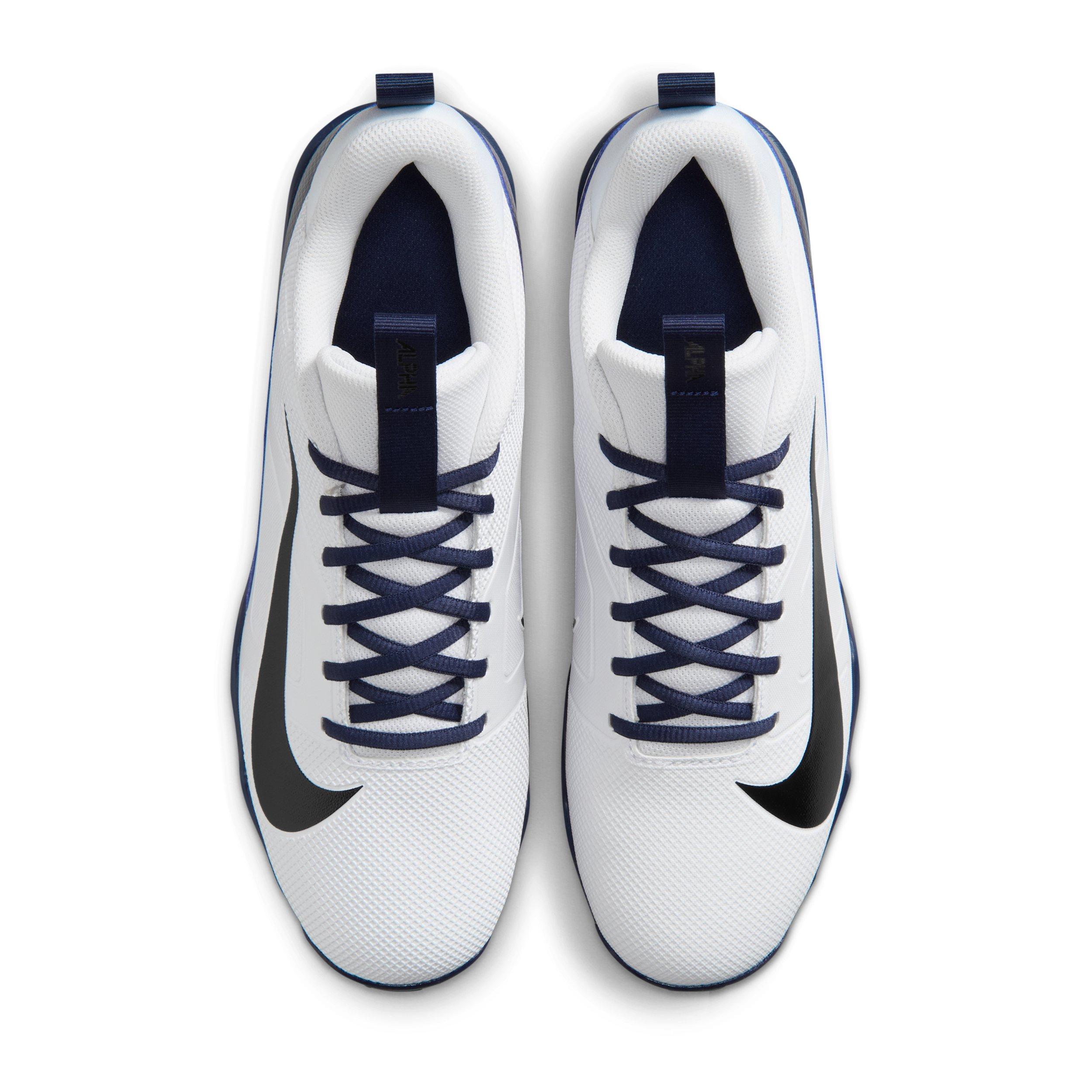 Nike Alpha Menace 4 Shark "White/Midnight Navy/Black" Men's Football Cleat - WHITE/NAVY/BLACK Thumbnail View 4