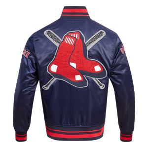 Pro Standard Men's MLB Boston Red Sox Mashup Rib Satin Jacket -Navy/Red