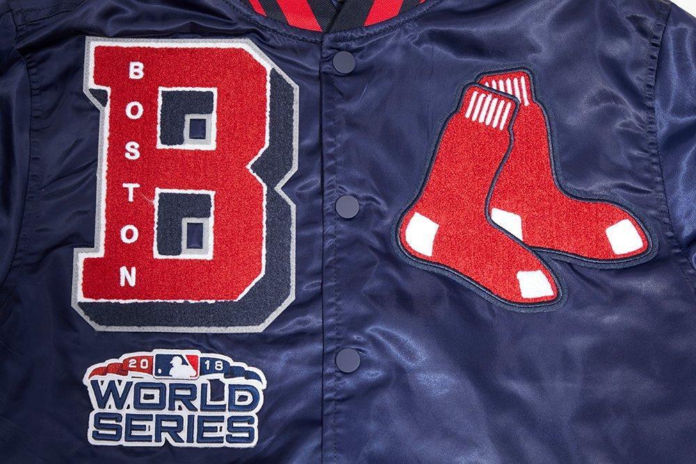 Pro Standard Men's MLB Boston Red Sox Mashup Rib Satin Jacket - Navy/Red - NAVY/RED Thumbnail View 5