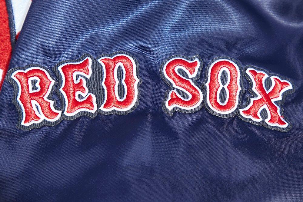 Pro Standard Men's MLB Boston Red Sox Mashup Rib Satin Jacket -Navy/Red - NAVY/RED Thumbnail View 6